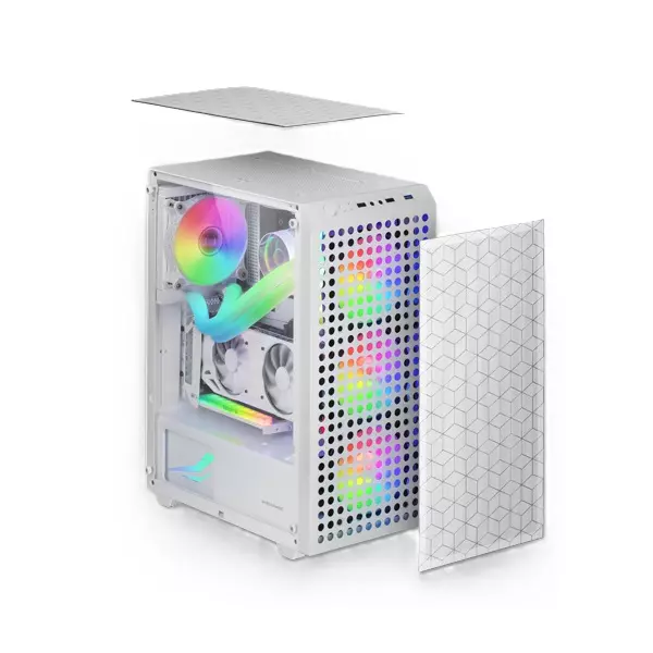 &divide; Caja atx mars gaming mcmagw blancafrontal doble rejilla magnetica lateral cristal t