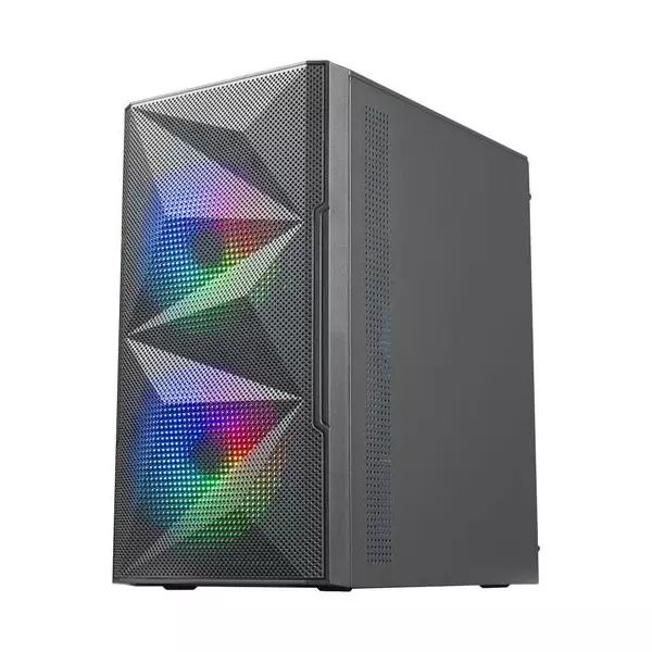 &divide; Caja microatx gaming mars gaming mc-me black frontal mesh con 2 ventiladores frgb 120mm lateral de c