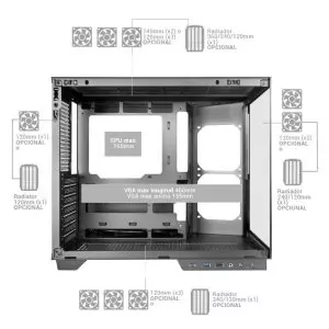&divide; Caja atx cube mars gaming mcmirage negro cristal continuo lcd gpu 400mm 1x3.5 2x2.5