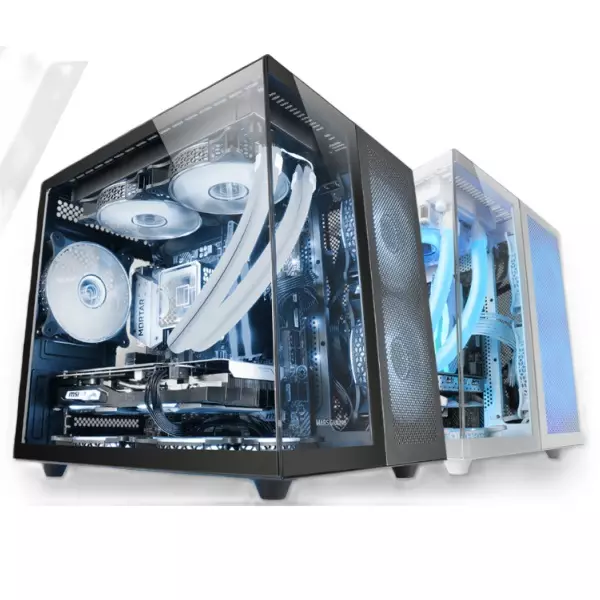 &divide; Caja microatx cube gaming mars gaming mcnovam negra doble panel de cristal templado doble camara rej