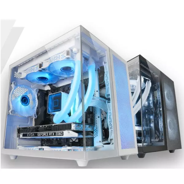 &divide; Caja microatx cube gaming mars gaming mcnovam blanca doble panel de cristal templado doble camara re