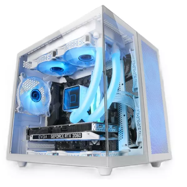 &divide; Caja microatx cube gaming mars gaming mcnovam blanca doble panel de cristal templado doble camara re