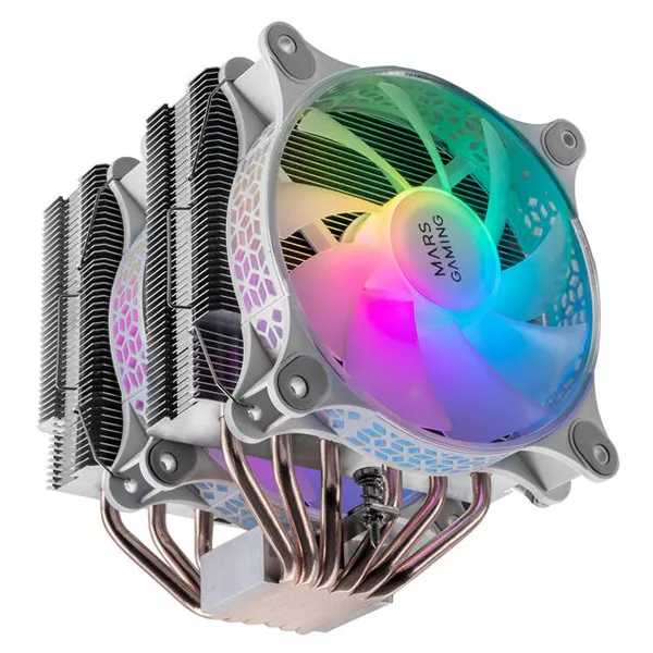 &divide; Ventilador con disipador para cpu mars gaming mcpu-xt white dual argb 6 heatpipes tdp 300w doble dis
