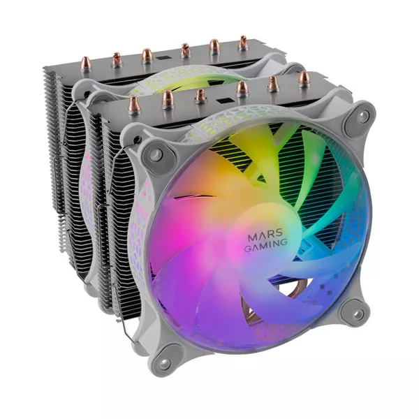 &divide; Ventilador con disipador para cpu mars gaming mcpu-xt white dual argb 6 heatpipes tdp 300w doble dis