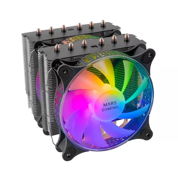 &divide; Ventilador con disipador para cpu mars gaming mcpu-xt black dual argb 6 heatpipes tdp 300w doble dis