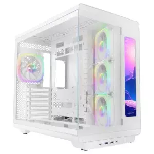 &divide; Caja atx mars gaming mc-revmaxw pantalla lcd 11.8" cristal templado 4x ventiladores argb blanco