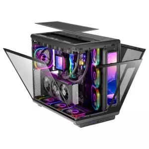 &divide; Caja atx mars gaming mc-revmax pantalla lcd 11.8" cristal templado 4x ventiladores argb negro