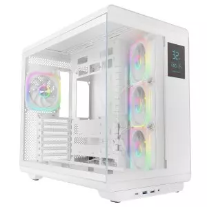 &divide; Caja atx mars gaming mc-revpro pantalla lcd 4.3" cristal templado 4x ventiladores argb blanco