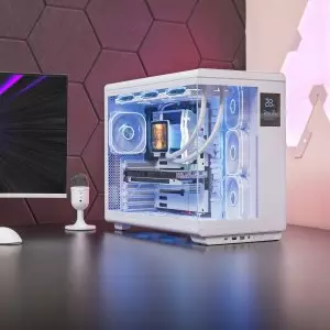 &divide; Caja atx mars gaming mc-revpro pantalla lcd 4.3" cristal templado 4x ventiladores argb blanco