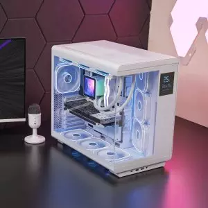 &divide; Caja atx mars gaming mc-revpro pantalla lcd 4.3" cristal templado 4x ventiladores argb blanco