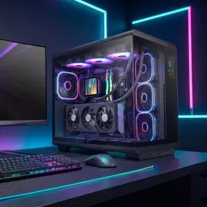 &divide; Caja atx mars gaming mc-revpro pantalla lcd 4.3" cristal templado 4x ventiladores argb black