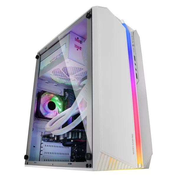 &divide; Caja microatx gaming mars gaming mc-s1 white frontal argb ventilador traser frgb ventana lateral sin