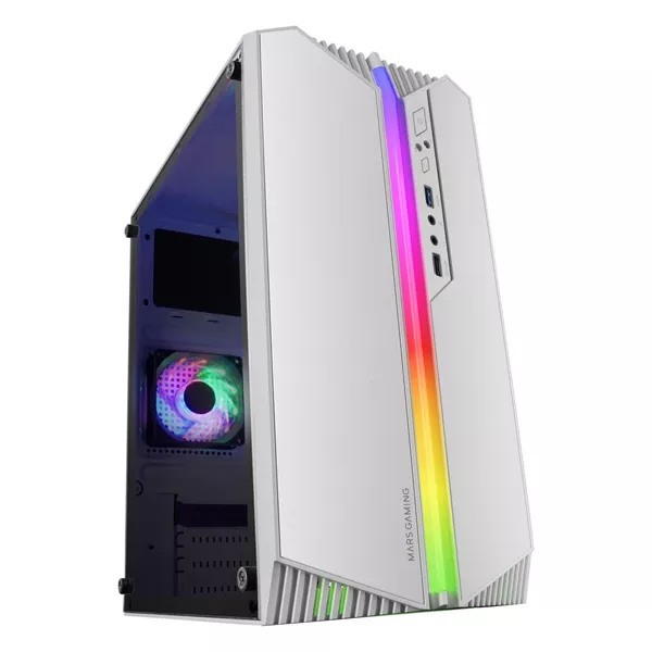 &divide; Caja microatx gaming mars gaming mc-s1 white frontal argb ventilador traser frgb ventana lateral sin
