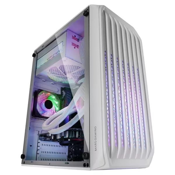 &divide; Caja microatx gaming mars gaming mc-s2 white frontal con ventilador frgb ventana lateral sin fuente