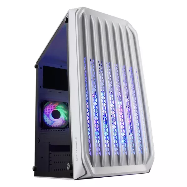 &divide; Caja microatx gaming mars gaming mc-s2 white frontal con ventilador frgb ventana lateral sin fuente