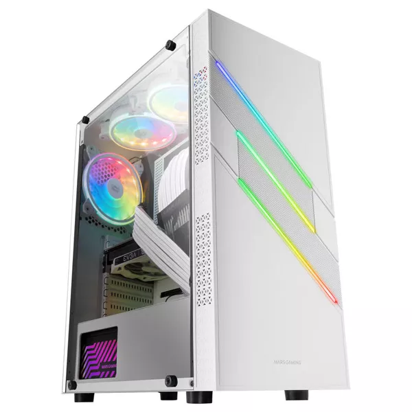 &divide; Caja atx mars gaming mc-u3 white xl frontal argb con ventilador trasero sincronizad