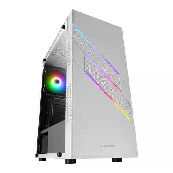 &divide; Caja atx mars gaming mc-u3 white xl frontal argb con ventilador trasero sincronizad