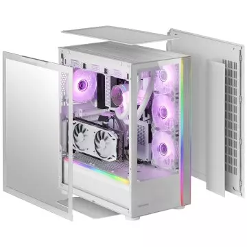 &divide; Caja e-atx mars gaming mc-ultra white doble linea argb frontal y lateral de cristal tem