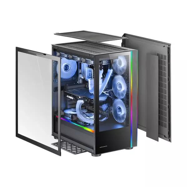 &divide; Caja e-atx mars gaming mc-ultra black doble linea argb frontal y lateral de cristal tem