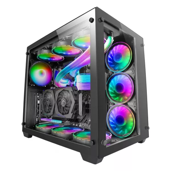&divide; Caja e-atx mars gaming mcv3 black xxl premium custom doble ventana de cristal templado