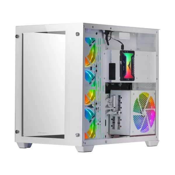 &divide; Caja e-atx mars gaming mcv3 white xxl premium custom doble ventana de cristal templado