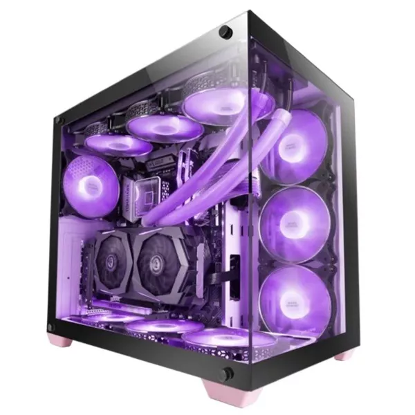 &divide; Caja e-atx mars gaming mcv4 pink xxl premium custom doble ventana de cristal templado c