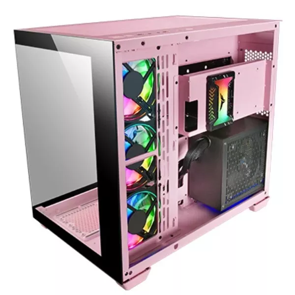 &divide; Caja e-atx mars gaming mcv4 pink xxl premium custom doble ventana de cristal templado c