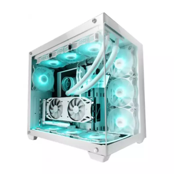 &divide; Caja e-atx mars gaming mcv4 white xxl premium custom doble ventana de cristal templado