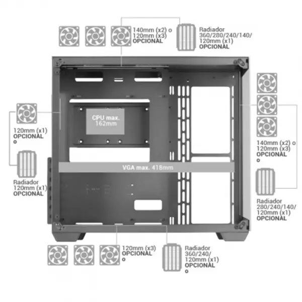 &divide; Caja e-atx mars gaming mcv4 white xxl premium custom doble ventana de cristal templado
