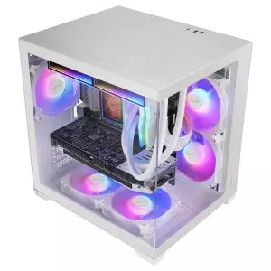 &divide; Caja microatx mars gaming mc-view3w gpu max 330mm cristal templado panoramico argb usb-c blanca