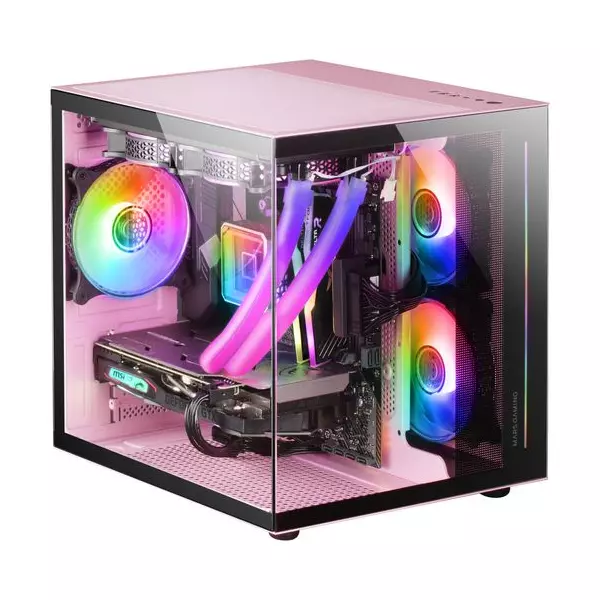 &divide; Caja microatx cube gaming mars gaming mc-view black/pink frontal y lateral de cristal templado conti