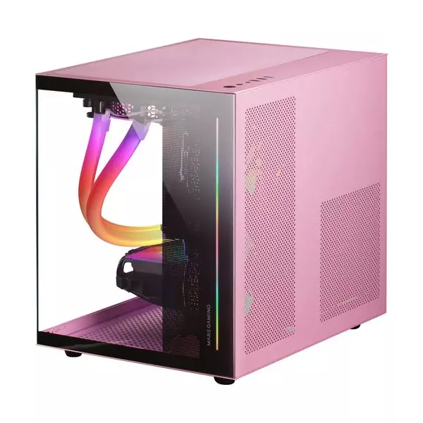 &divide; Caja microatx cube gaming mars gaming mc-view black/pink frontal y lateral de cristal templado conti
