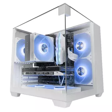 &divide; Caja microatx gaming mars gaming mcvisionmw triple cristal templado gpu 330mm 1x3.5 1x2.5 blanco