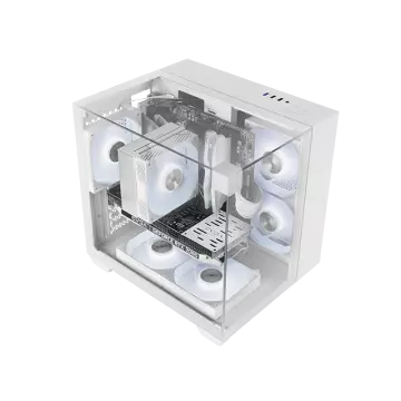 &divide; Caja microatx gaming mars gaming mcvisionmw triple cristal templado gpu 330mm 1x3.5 1x2.5 blanco