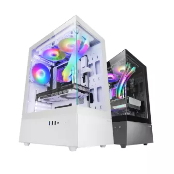 &divide; Caja atx mars gaming mcxo doble cristal templado argb gpu 328mm 1x3.5 3x2.5 blanco