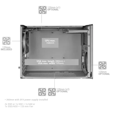 &divide; Caja microatx mars gaming mcxps cristal templado mesh gpu 280-360mm 1x3.5 2x2.5 blanco