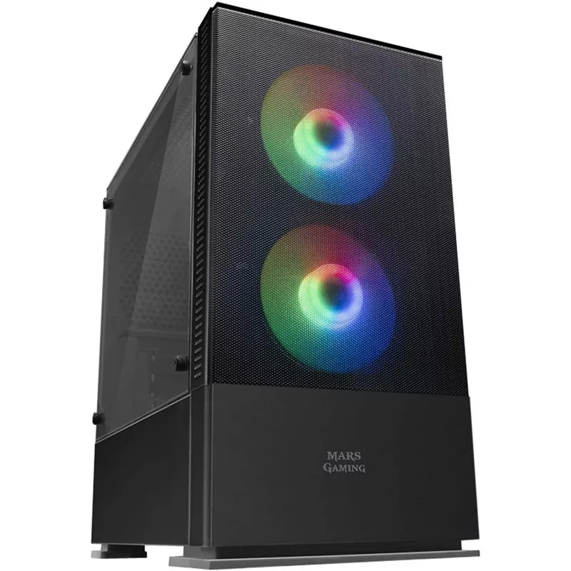 &divide; Caja microatx gaming mars gaming mcz black frontal mesh con 2xventilador rgb ventana lateral total u