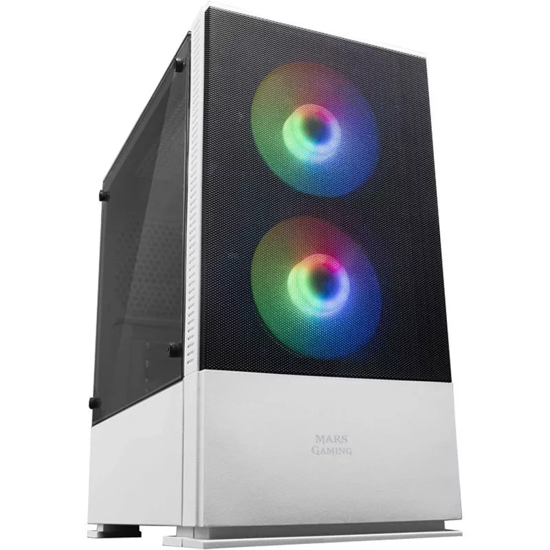 &divide; Caja microatx gaming mars gaming mcz white frontal mesh con 2xventilador rgb ventana lateral total u