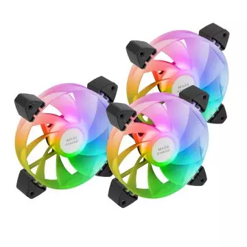 &divide; Kit 3xventilador interno argb mars gaming mf-3ar kit negro 12x12cm argb rainbow aspas invertidas