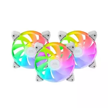 &divide; Kit 3xventilador interno argb mars gaming mf-3arw kit blanco 12x12cm argb rainbow aspas invertidas