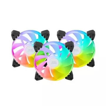 &divide; Kit 3xventilador interno argb mars gaming mf-3ar kit negro 12x12cm argb rainbow aspas invertidas