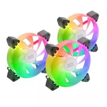 &divide; Kit 3xventilador interno argb mars gaming mf-3a kit black 12x12cm argb rainbow