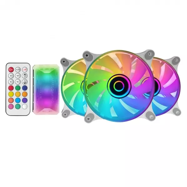 &divide; Kit 3xventilador interno argb mars gaming mf-3d kit white 12x12cm argb efecto espejo infinito