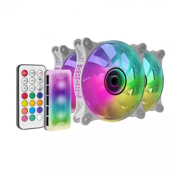&divide; Kit 3xventilador interno argb mars gaming mf-3d kit white 12x12cm argb efecto espejo infinito
