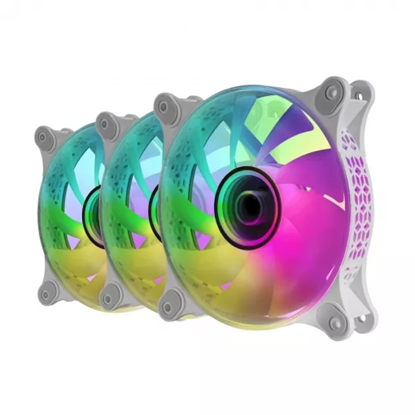 &divide; Kit 3xventilador interno argb mars gaming mf-3d kit white 12x12cm argb efecto espejo infinito