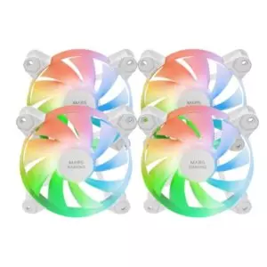 &divide; Kit 4xventilador interno argb mars gaming mf4aw 120mm sin marco rodamiento fdb blanco