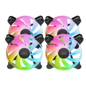 &divide; Kit 4xventilador interno argb mars gaming mf4a 120mm sin marco rodamiento fdb negro