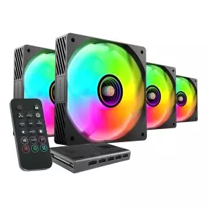 &divide; Kit 4xventilador interno argb mars gaming mf3dprokit negro 120mm argb hub rf remote