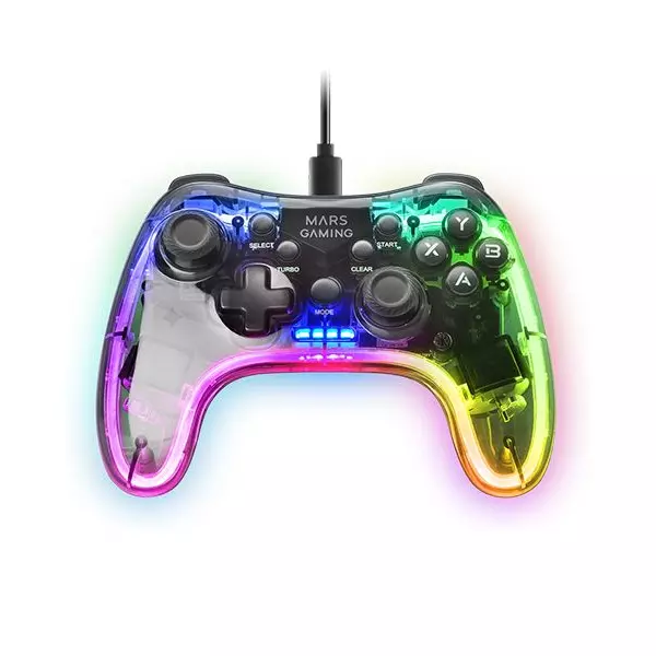 &divide; Gamepad mars gaming conexion usb-a / usb-c multiplataforma 20 botones rgb neon vibraci?n haptica dua
