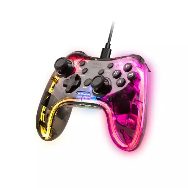 &divide; Gamepad mars gaming conexion usb-a / usb-c multiplataforma 20 botones rgb neon vibraci?n haptica dua